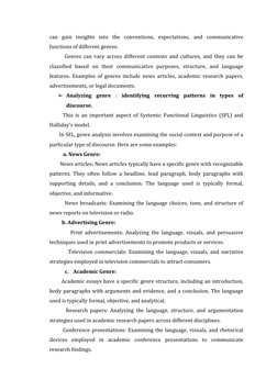 can  gain  insights  into  the  conventions,  expectations,  and  communicative
functions of different genres.
       Genres