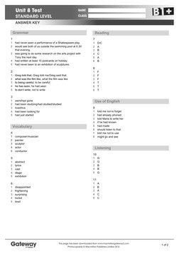 Gateway B1+ Unit 8 Test Answers | PDF | Linguistics | Human Communication