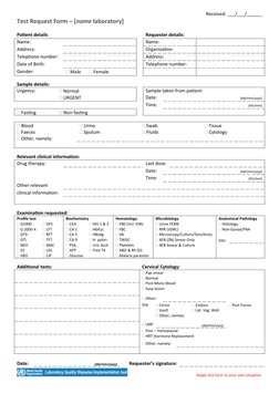 Laboratory Test Request Form Template | PDF | Cytopathology | Medical ...