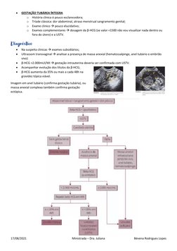 17/08/2021 
Ministrada – Dra. Juliana  
Bévena Rodrigues Lopes 
• 
GESTAÇÃO TUBÁREA ÍNTEGRA  
o História clinica é pouco escl