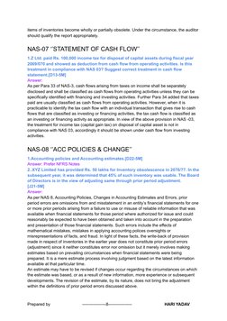 items of inventories become wholly or partially obsolete. Under the circumstance, the auditor
should qualify the report appro