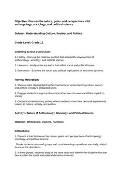 Goals and Perspectives in Social Sciences | PDF | Sociology | Anthropology