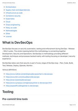 21/09/2023, 08:02
Ultimate DevSecOps library
Page 2 of 33
https://md2pdf.netlify.app/
Orchestration
Supply chain and dependen