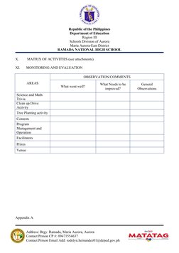 Republic of the Philippines
Department of Education
Region III
Schools Division of Aurora
Maria Aurora-East District
RAMADA N