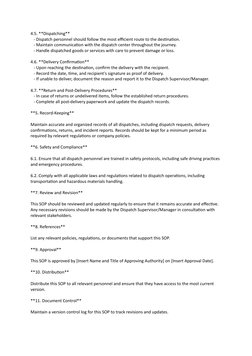 Dispatch Department SOP Guidelines | PDF