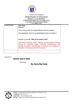Reader-Response Theory Lesson Plan | PDF | Learning | Human Communication