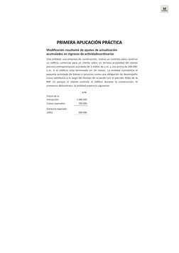 PRIMERA APLICACIÓN PRÁCTICA
Modificación resultante de ajustes de actualización 
acumulados en ingresos de actividadesordinar