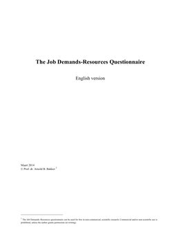 Job Demands Questionnaire.pdf Job Demands-Resources Questionnaire | PDF | Psychology | Psychological ...