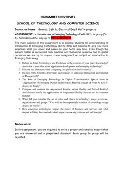 Emerging Technology Assignment Overview | PDF