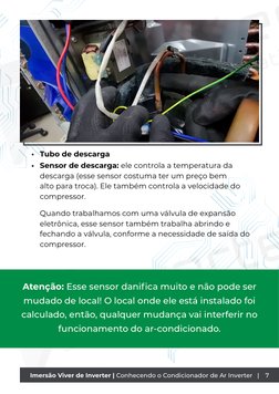 Imersão Viver de Inverter | Conhecendo o Condicionador de Ar Inverter   |    7
•	 Tubo de descarga
•	 Sensor de descarga: ele