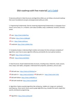 DSA roadmap with free material( Let’s Code) (https://www.linkedin.com/company/lets-code-forever/g) 
 
To become proficient in