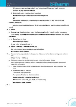 7
© Oxford University Press 2023
M1: correct reactants, products and balancing; M2: correct state symbols
Accept Br2(aq) inst