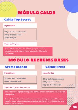 MÓDULO CALDA
08
 395gr de leite condensado
200gr de creme leite
790gr de água
Passo 1: Em uma jarra ou vasilha, agregue todos
