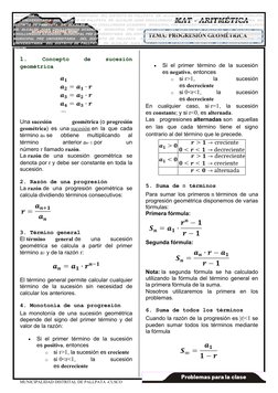 MAT - ARITMÉTICA
ACADEMIA CREPRE MUNI
TEMA: PROGRESIÓN GEOMÉTRICA  
NIMO
 ACADEMIA   MUNICIPAL PRE UNIVERSITARIA  DEL DISTRIT