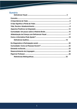 1 
 
 
Sumário 
Deficiência Visual ..........................................................................................
