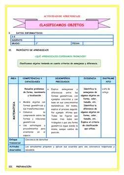 ACTIVIDAD DE APRENDIZAJE
I.
DATOS INFORMATIVOS: 
I.E. 
DOCENTE:
GRADO:
2°
FECHA:
II.
PROPÓSITO DE APRENDIZAJE
¿QUÉ APRENDIZAJ