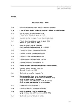Câmara Municipal de Lisboa 
Plano Director Municipal 
 
105
 
IMÓVEIS 
 
 
 
FREGUESIA  Nº 01 -  AJUDA 
 
 
01.02 
- Restau