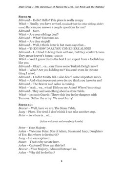 Narnia Script Narnia Play Script: The Lion, the Witch | PDF | Aslan | The Chronicles ...