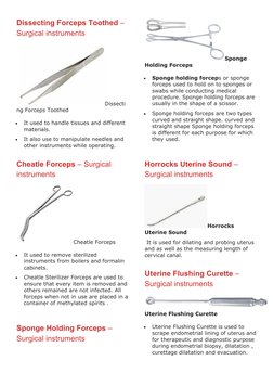 Dissecting Forceps Toothed – 
Surgical instruments
Dissecti
ng Forceps Toothed

It used to handle tissues and different 
mat