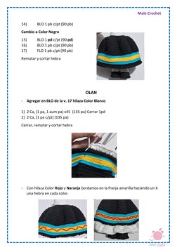 Male Crochet  
 
14) 
BLO 1 pb c/pt (90 pb) 
Cambio a Color Negro 
15) 
BLO 1 pd c/pt (90 pd) 
16) 
BLO 1 pb c/pt (90 pb) 
17