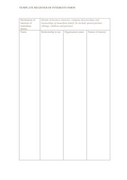 Director Interest Register Example Register of Interests Template Form | PDF | Business | Law