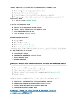 Respuestas Examen Final OSHA 30 Construcción | PDF | Administración de Seguridad y Salud Ocupacional