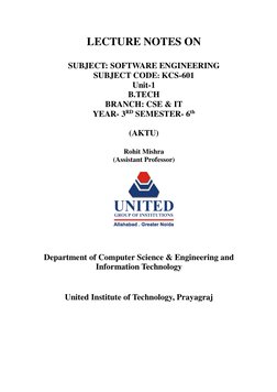 KCS-601 Software Engineering Unit 1 Notes | PDF | Software Development ...