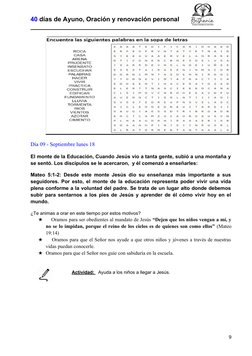 40 días de Ayuno, Oración y renovación personal 
______________________________________________________
Día 09 - Septiembre l