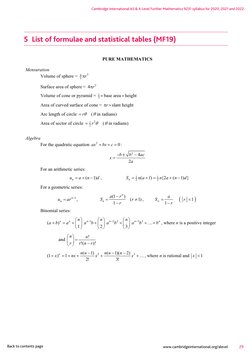Cambridge International AS & A Level Further Mathematics 9231 syllabus for 2020, 2021 and 2022.
29
www.cambridgeinternational