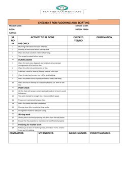 Flooring Inspection Report.pdf Flooring and Skirting Inspection Checklist | PDF