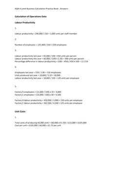 AQA A Level Business Calculation Answers | PDF | Net Present Value | Demand
