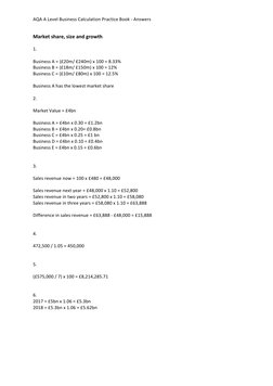 AQA A Level Business Calculation Answers | PDF | Net Present Value | Demand