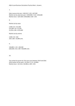 AQA A Level Business Calculation Answers | PDF | Net Present Value | Demand