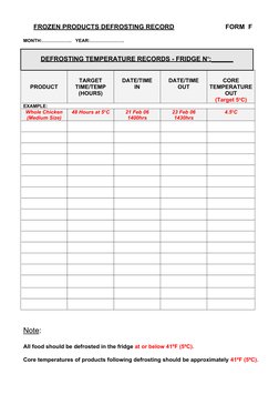 Defrosting Temperature Record Form | PDF | Technology & Engineering