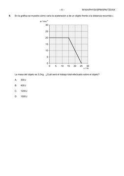 M16/4/PHYSI/SPM/SPA/TZ0/XX
– 6 –
9.	
En la gráfica se muestra cómo varía la aceleración a de un objeto frente a la distancia