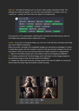 /settings > Set default settings such as version, style, quality, relaxation mode. The
settings you make are global. You can