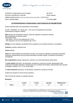 PACIENTE: Caroline Da Silva Franco Trindade
ID: 927319
DATA DE NASCIMENTO: 13/04/1990
SEXO: Feminino
MÉDICO SOLICITANTE: Oriv