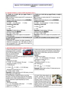 IV. RESOLVEMOS LA SITUACIÓN SIGNIFICATIVA:
a) ¿Cuánto es el monto total que pagará Rosario, si
acepta la propuesta 1?
D