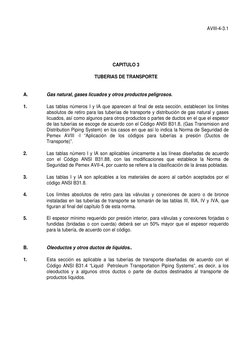 AVIII-4-3.1
CAPITULO 3
TUBERIAS DE TRANSPORTE
A.
Gas natural, gases licuados y otros productos peligrosos.
1.
Las tablas núme