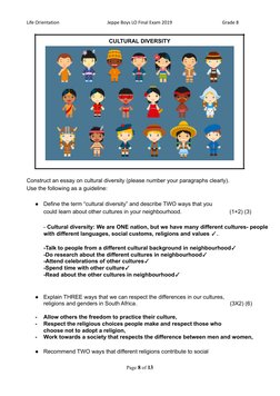 Life Orientation
Jeppe Boys LO Final Exam 2019
Grade 8
CULTURAL DIVERSITY
Construct an essay on cultural diversity (please nu