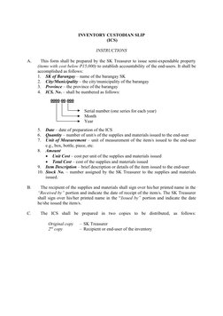 Ics Inventory Form Inventory Custodian Slip Guidelines | PDF | Inventory | Economies