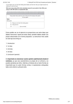 Guía de Writing B2 First: Ejemplos y Estructuras | PDF | Calificaciones ...