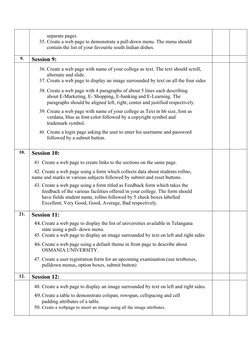separate pages
35. Create a web page to demonstrate a pull-down menu. The menu should
contain the list of your favourite sou
