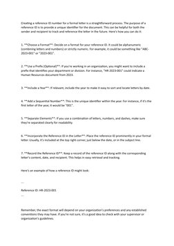 How to Create a Reference ID for Letters | PDF | Identifier | Written ...