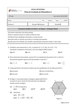 Página 1 de 3 
  
ESCOLA SECUNDÁRIA 
 
 
Ficha de Avaliação de Matemática A 
10º ano