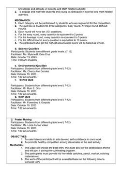 knowledge and aptitude in Science and Math related subjects;
2. To engage and motivate students and young to participate in s