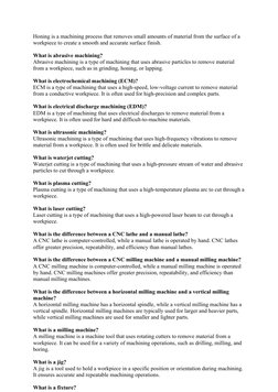 Honing is a machining process that removes small amounts of material from the surface of a 
workpiece to create a smooth and