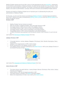 Madhya Pradesh stands second and Fifth in terms of total geographical area and population, (https://testbook.com/mppsc-prepar