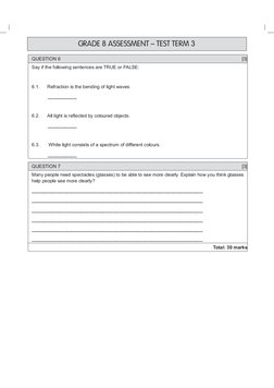 Natural Sciences Test Paper Term 3 | PDF