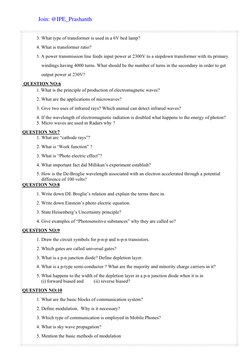 3. What type of transformer is used in a 6V bed lamp? 
4. What is transformer ratio? 
5. A power transmission line feeds inpu